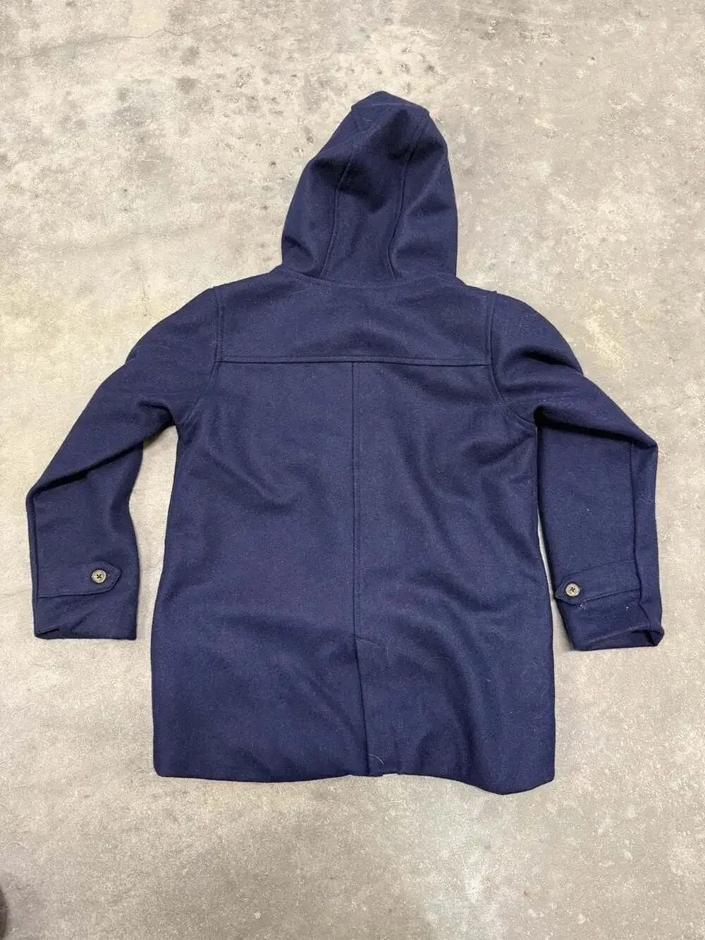 Hope & Henry Boys Wool Blend Duffle Coat - Navy Blue with Plaid Lining - Size M